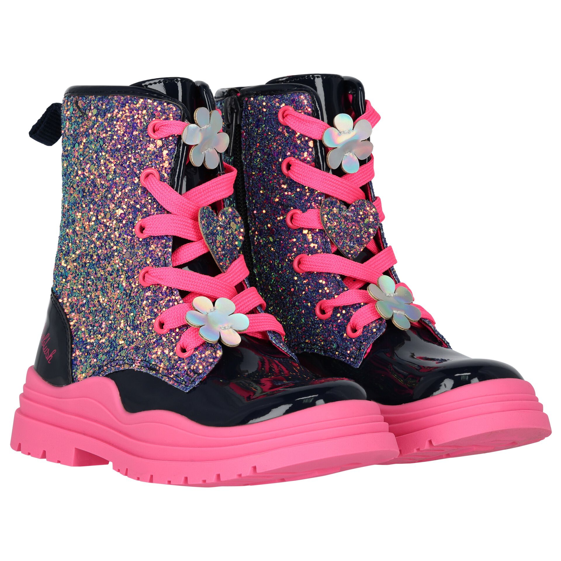 BILLIEBLUSH Girls Navy Blue Pink Glitter Boots Junior Couture UAE
