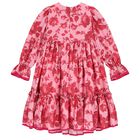 Girls Pink & Red Floral Chiffon Dress, 1, hi-res
