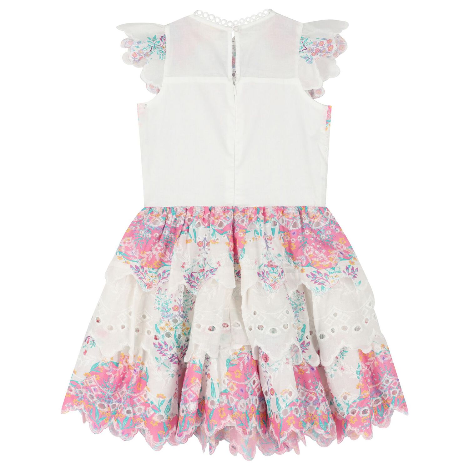 Girls White Floral Patchwork Dress, 1, hi-res image number null
