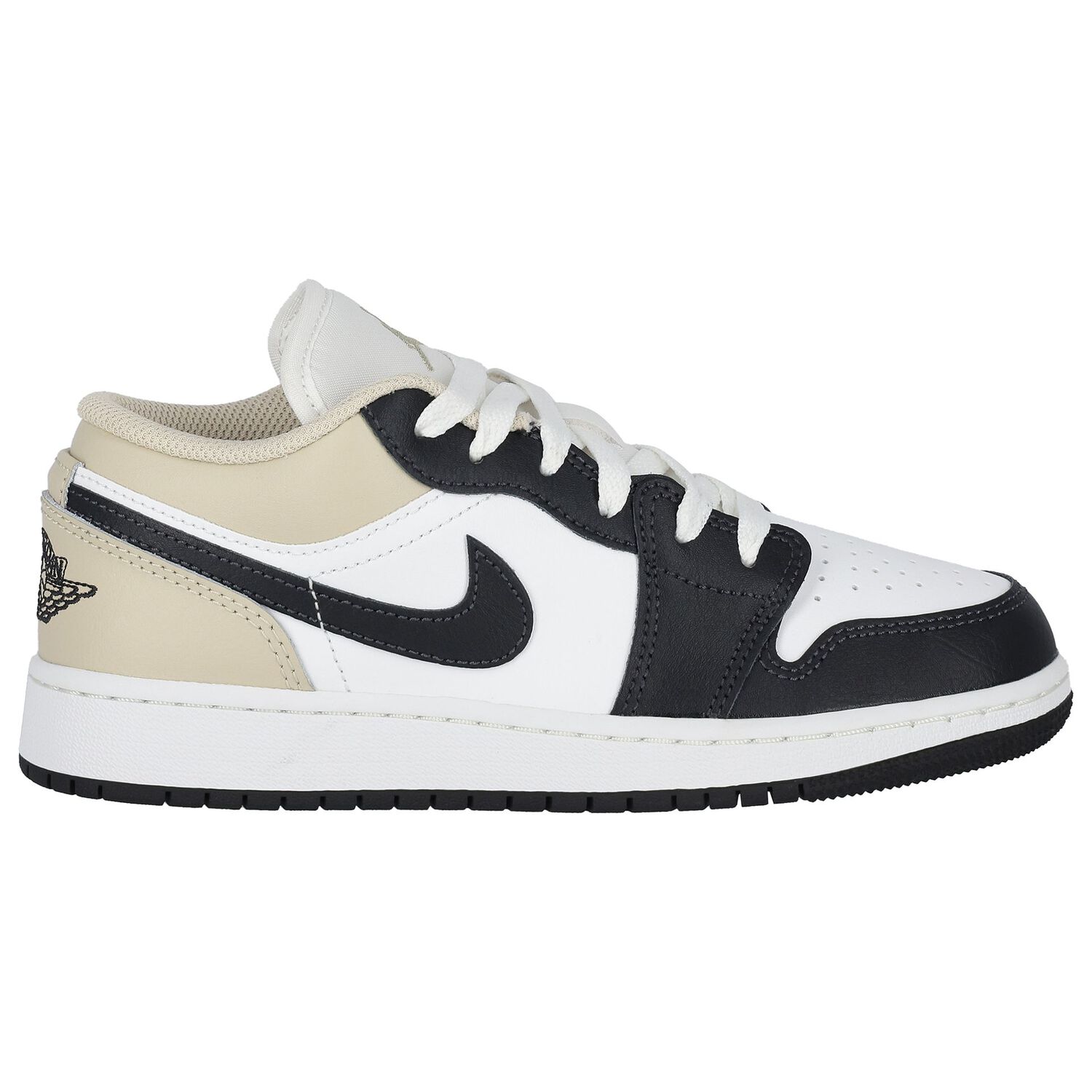  Air Jordan 1 باللون الأسود والأبيض والعاجي حذاء رياضي منخفض , 4, hi-res