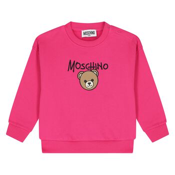 Younger Girls Pink Teddy Bear Logo Sweatshirt