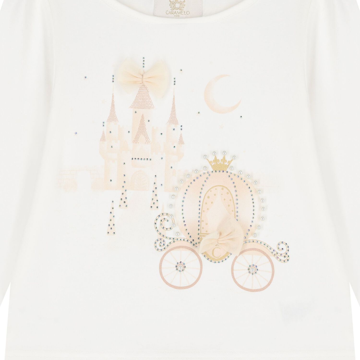 طقم تنوره بنات بطبعه قلعه باللون البيج والعاجى , 2, hi-res