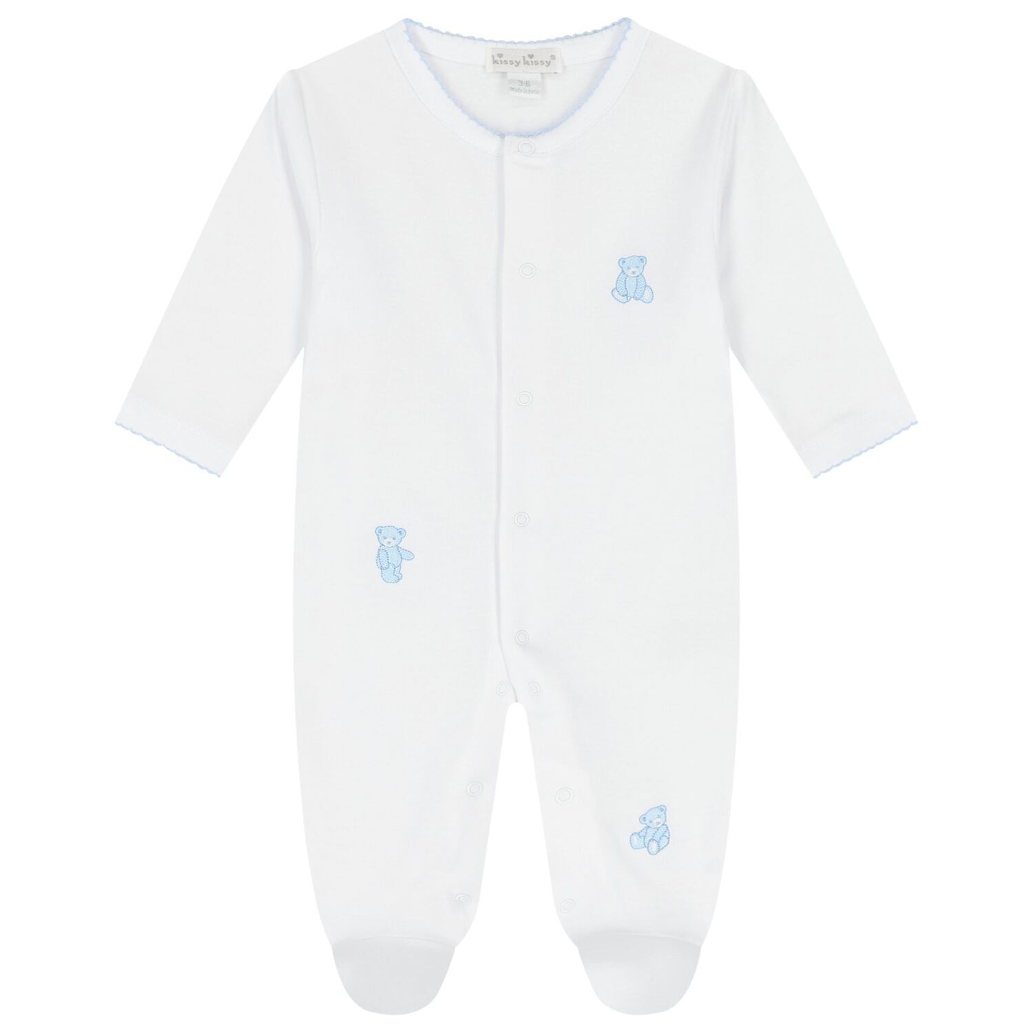 Baby Boys White & Blue Teddy Bear Babygrow Gift Set, 1, hi-res