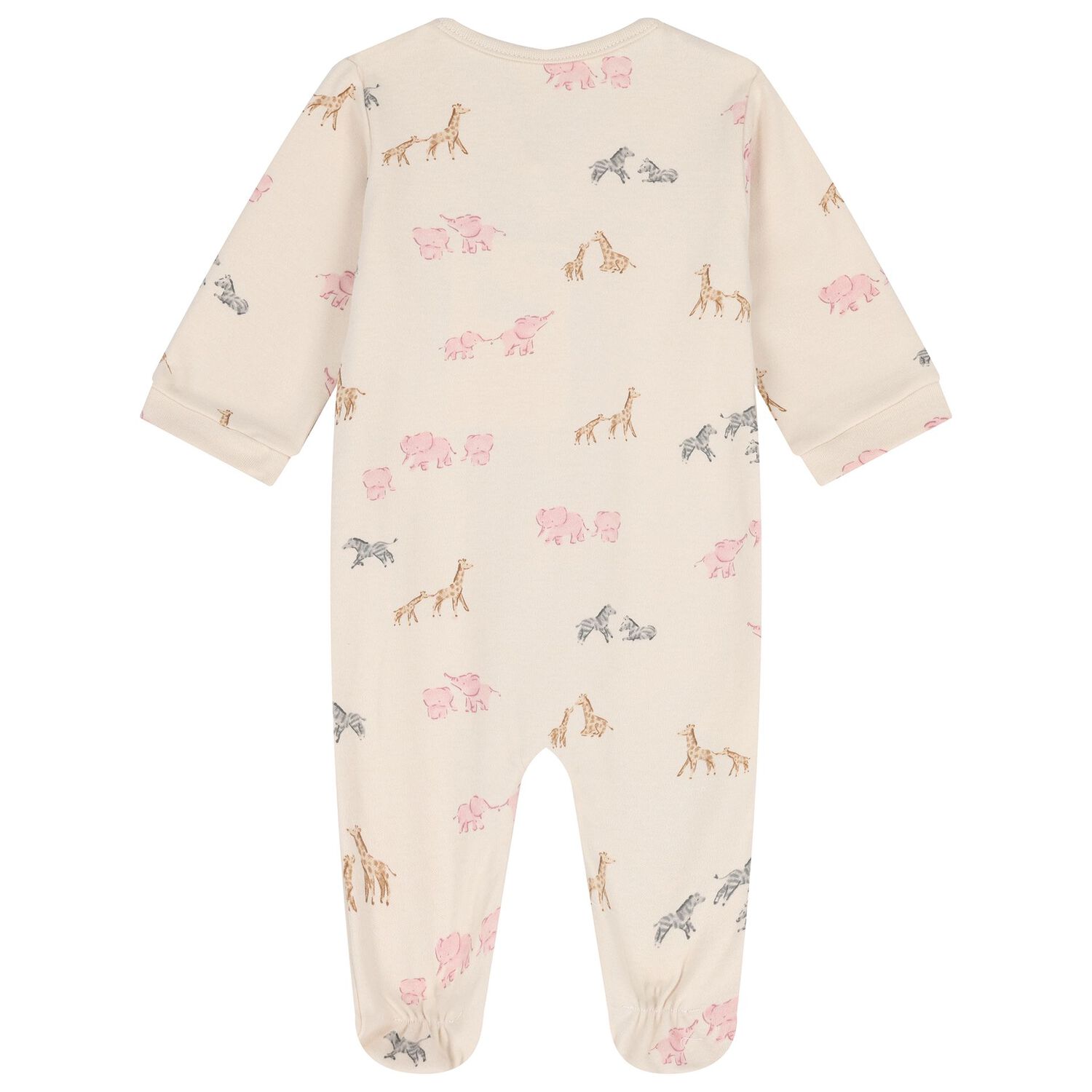 Baby Girls Beige & Pink Animals Babygrows ( 2-Pack ), 3, hi-res