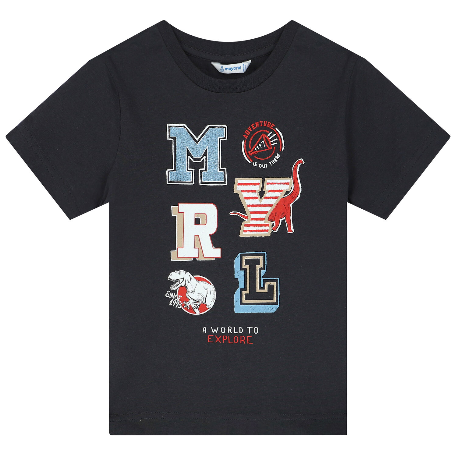 تيشيرت بالشعار باللون الرمادى للاولاد, 1, hi-res image number null