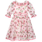 Girls Pink Floral Dress, 1, hi-res