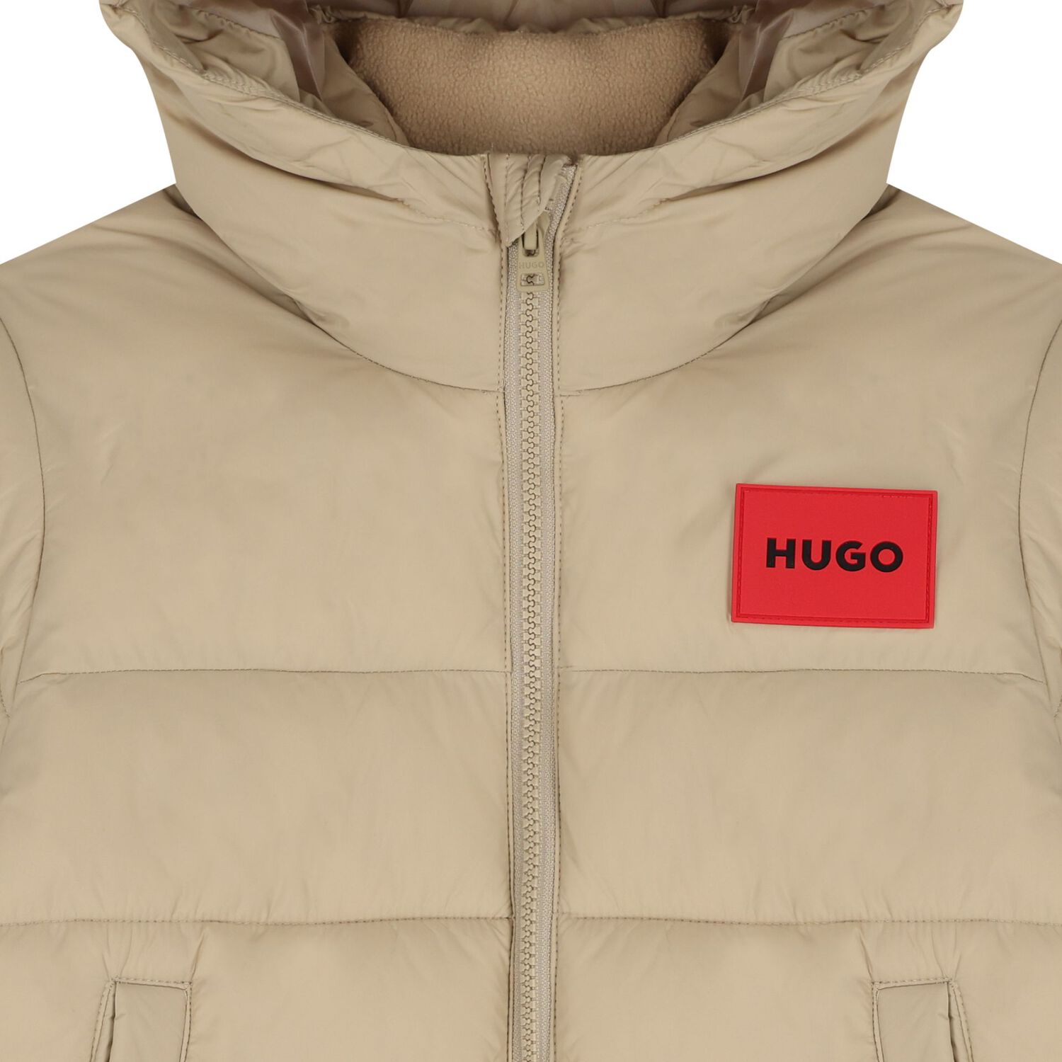 Boys Beige Logo Puffer Jacket , 2, hi-res