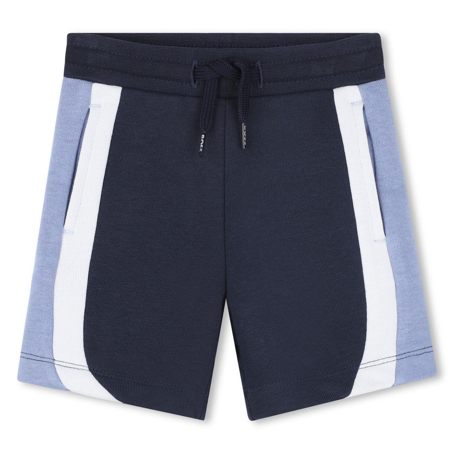 Younger Boys Navy Blue Striped Shorts, 1, hi-res