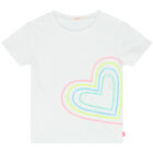 Girls White Sequin Heart T-Shirt, 1, hi-res