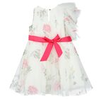 Girls White Floral Dress, 1, hi-res