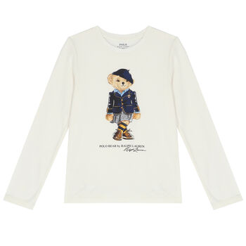 Girls Ivory Logo Long Sleeve Top