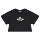 Girls Black Teddy Bear Logo T-Shirt, 5, hi-res