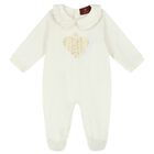Baby Girls Ivory Heart Logo Babygrow, 1, hi-res