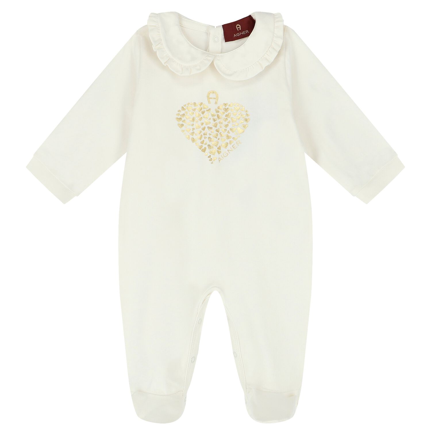 Baby Girls Ivory Heart Logo Babygrow, 1, hi-res image number null
