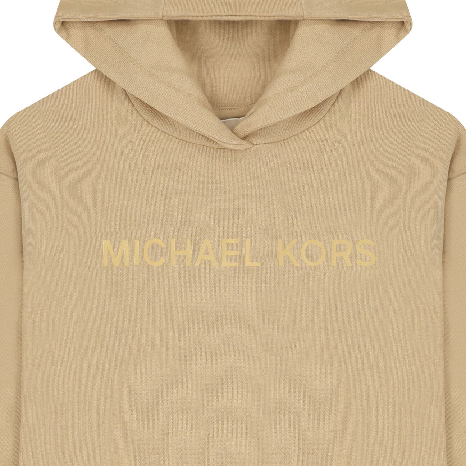 فستان بغطاء رأس بشعار بيج للبنات, 1, hi-res