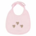 Baby Girls Pink Heart Bib, 1, hi-res