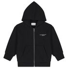 Black Logo Hooded Zip Up Top, 1, hi-res