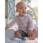 طقم شورت  أولاد باللون البيج والأزرق و الأبيض , 1, hi-res