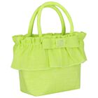 Girls Green Logo Ruffled Hand Bag, 1, hi-res