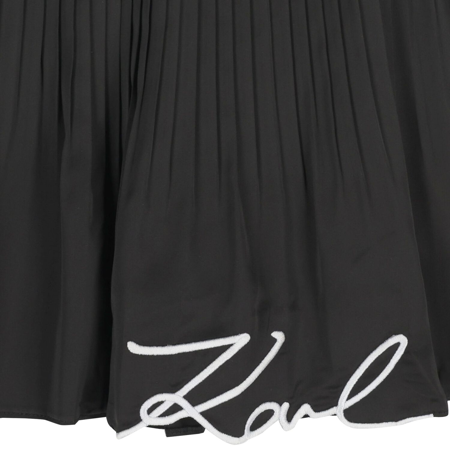 Girls Black Logo Pleated Skirt, 1, hi-res