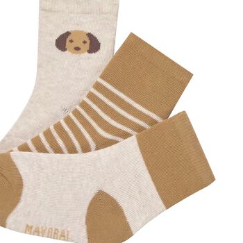 Younger Boys Beige Socks ( 3 Pack )