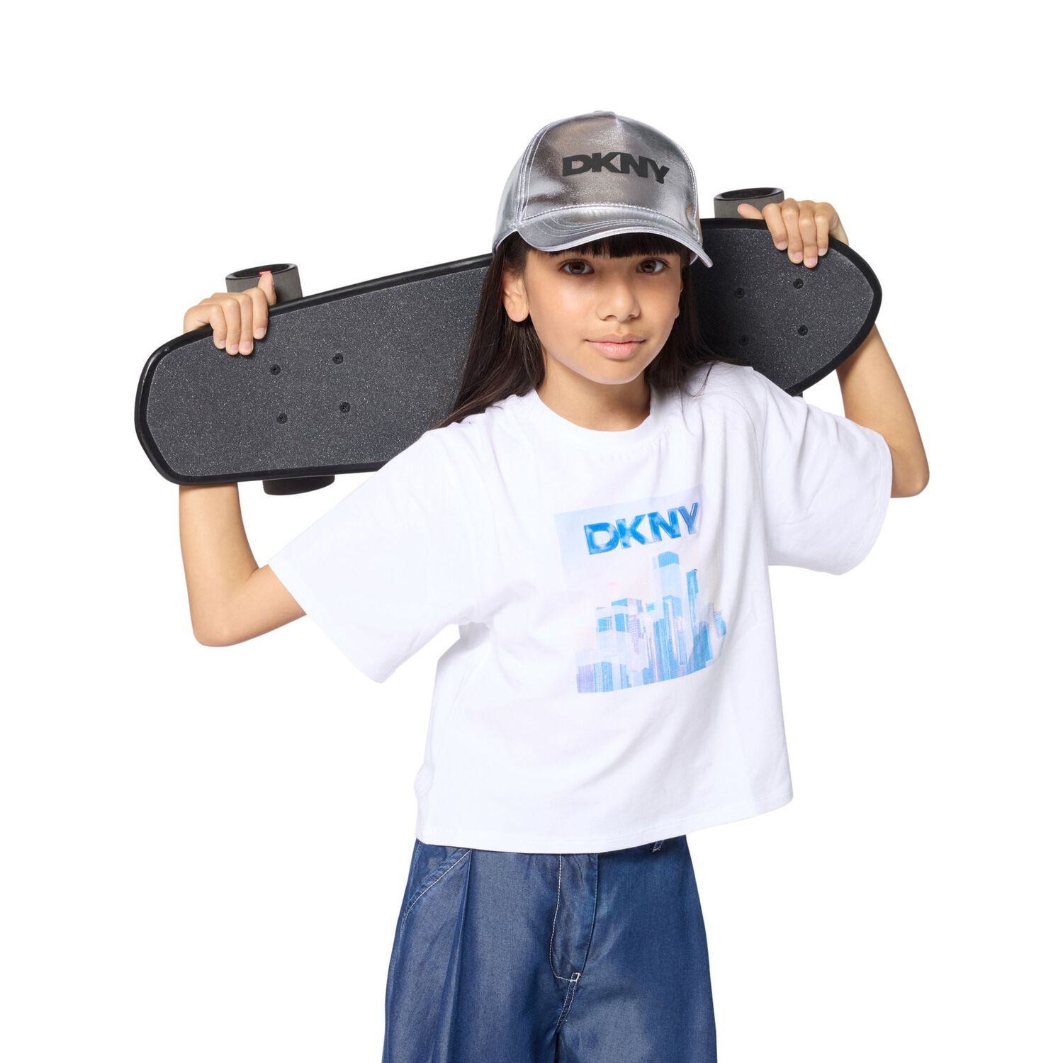 Girls White Logo T-Shirt, 1, hi-res