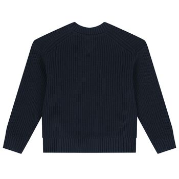 Boys Navy Blue Logo Knitted Sweater