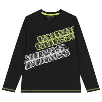 Boys Black Logo Long Sleeve Top