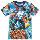 تيشيرت أولاد بالشعار باللون الأزرق, 2, hi-res