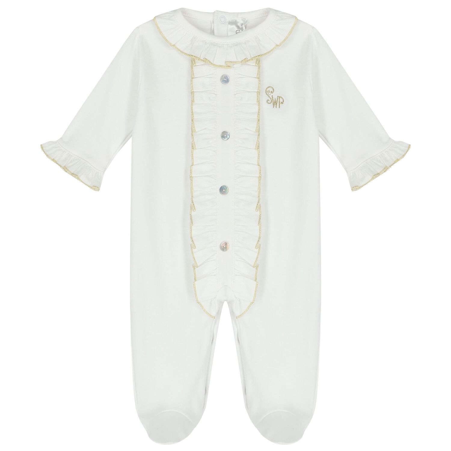 Baby Girls White & Gold Logo Babygrow Gift Set, 1, hi-res image number null