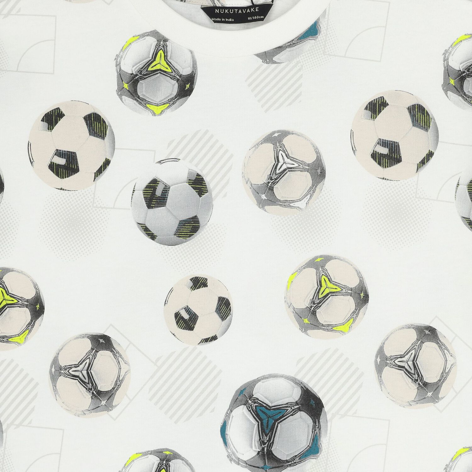 Boys White Multi Football T-Shirt, 2, hi-res