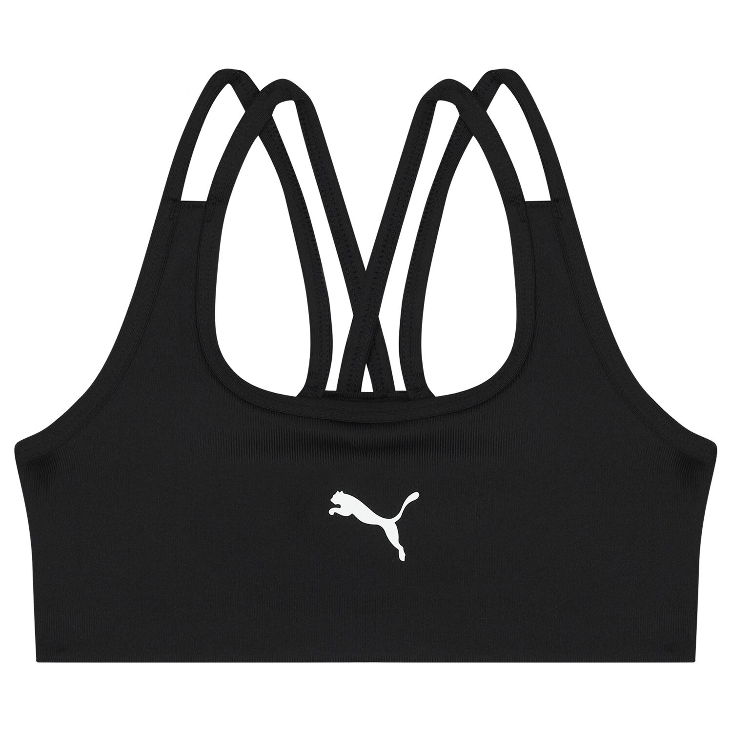Girls Black Logo Sports Bra Top, 1, hi-res