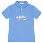Boys Blue Logo Polo Shirt , 1, hi-res