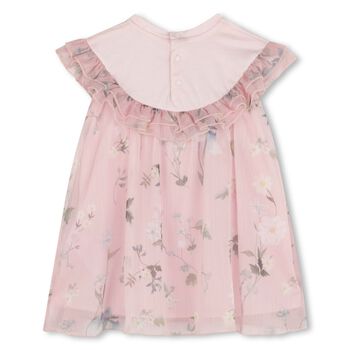 Baby Girls Pink Logo Floral Chiffon Dress