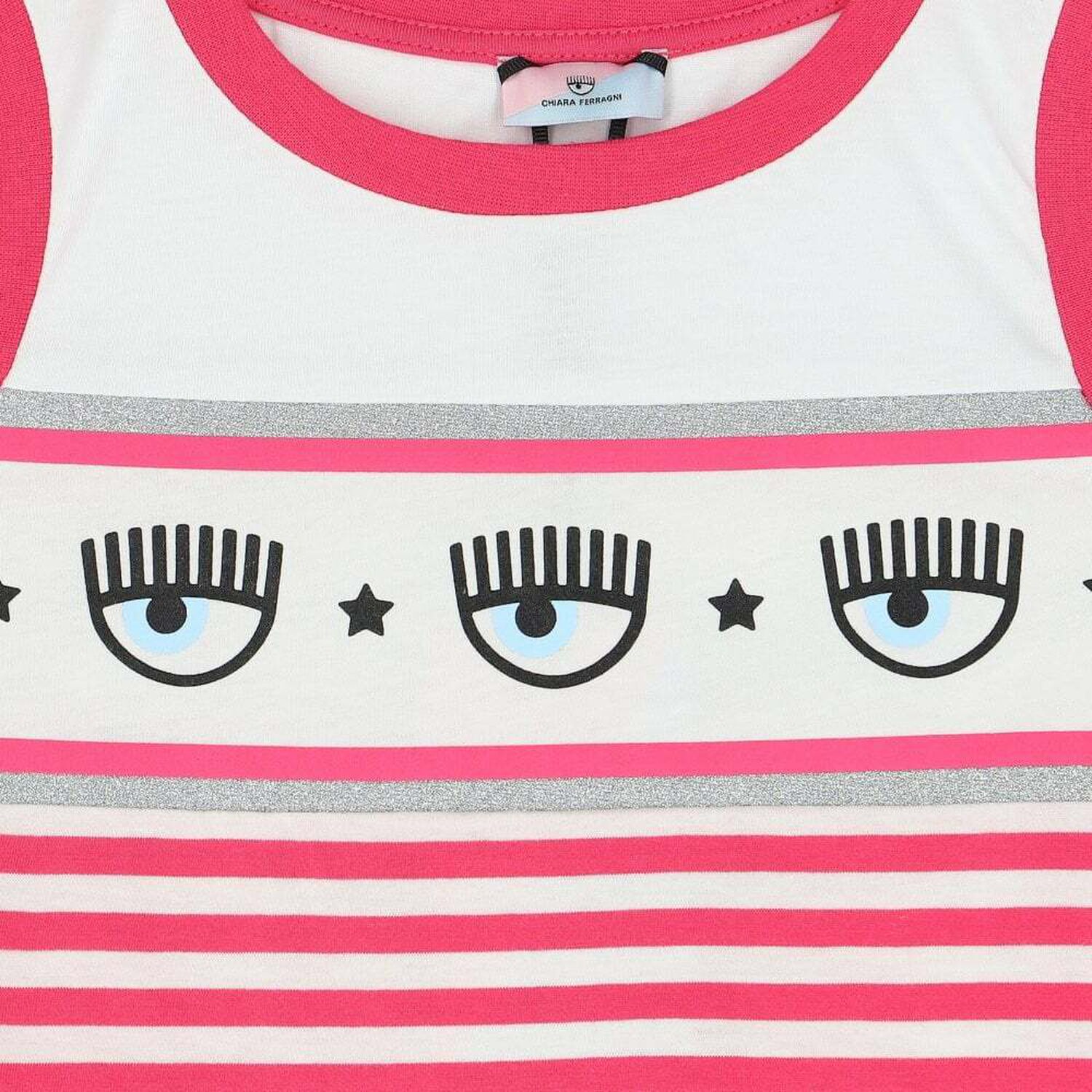 Girls Pink & White Striped Dress, 1, hi-res image number null