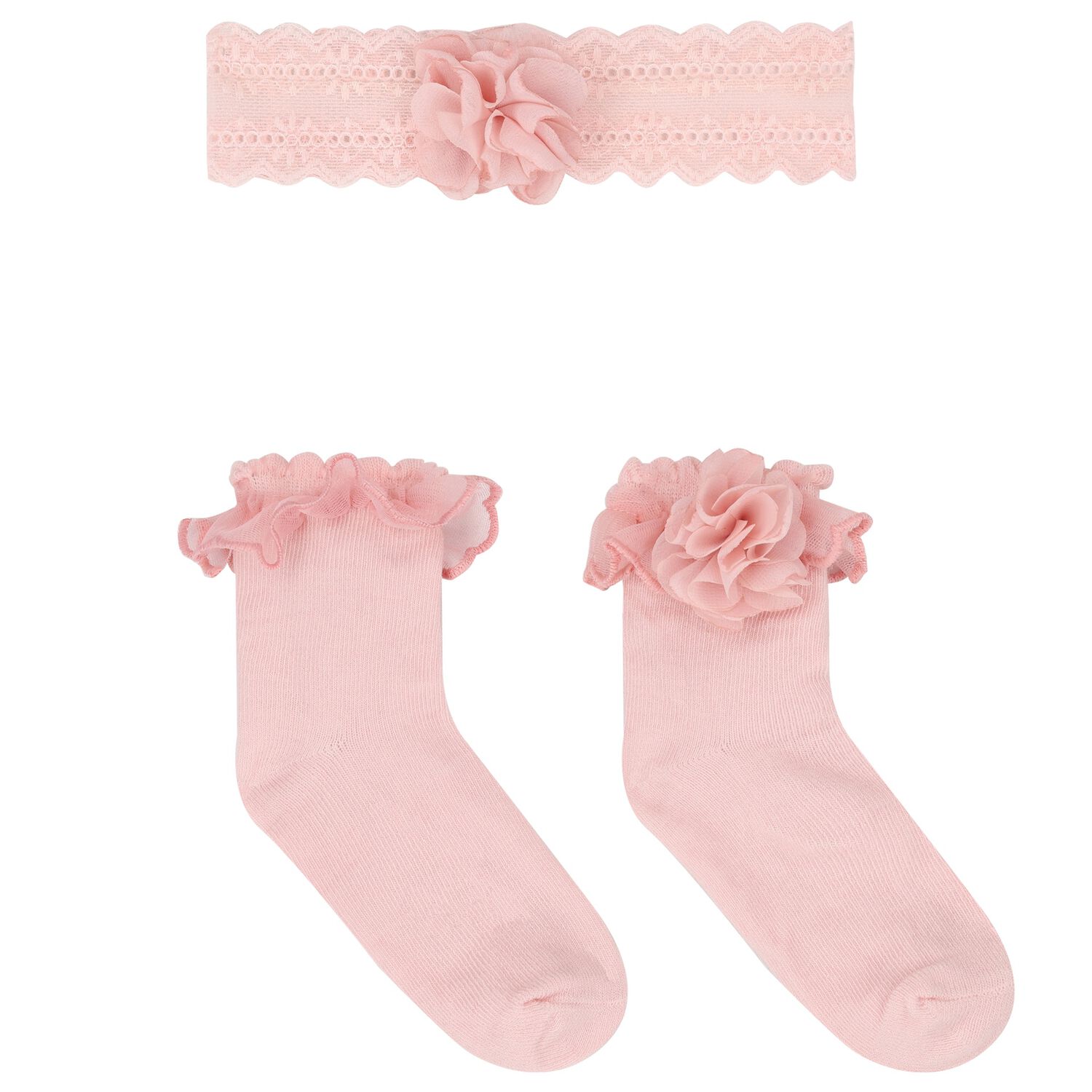 Baby Girls Pink Headband & Socks Set, 3, hi-res image number null