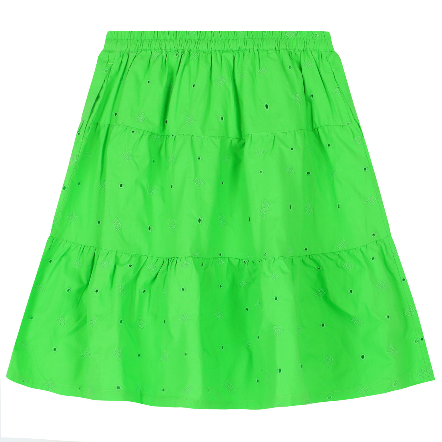 Girls Green Logo Broderie Anglaise Skirt, 2, hi-res image number null