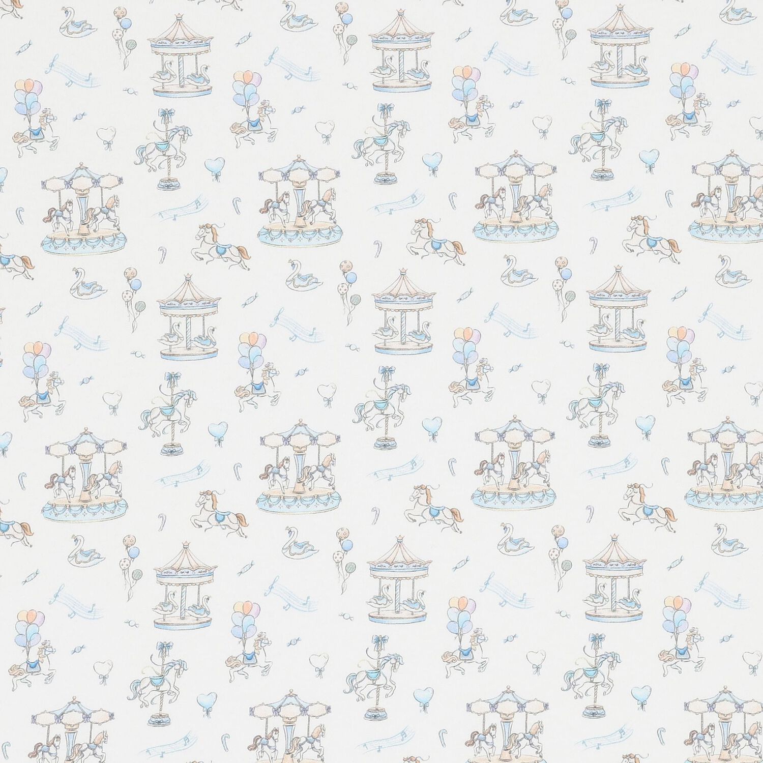 Baby Boys Blue & White Carousel Blanket, 1, hi-res