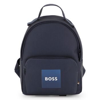 Younger Boys Navy Blue Logo Canvas Backpack