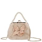 Girls Beige Faux Fur Handbag, 3, hi-res