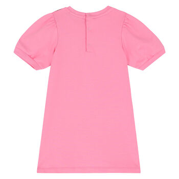Younger Girls Dark Pink Bag Print Dress