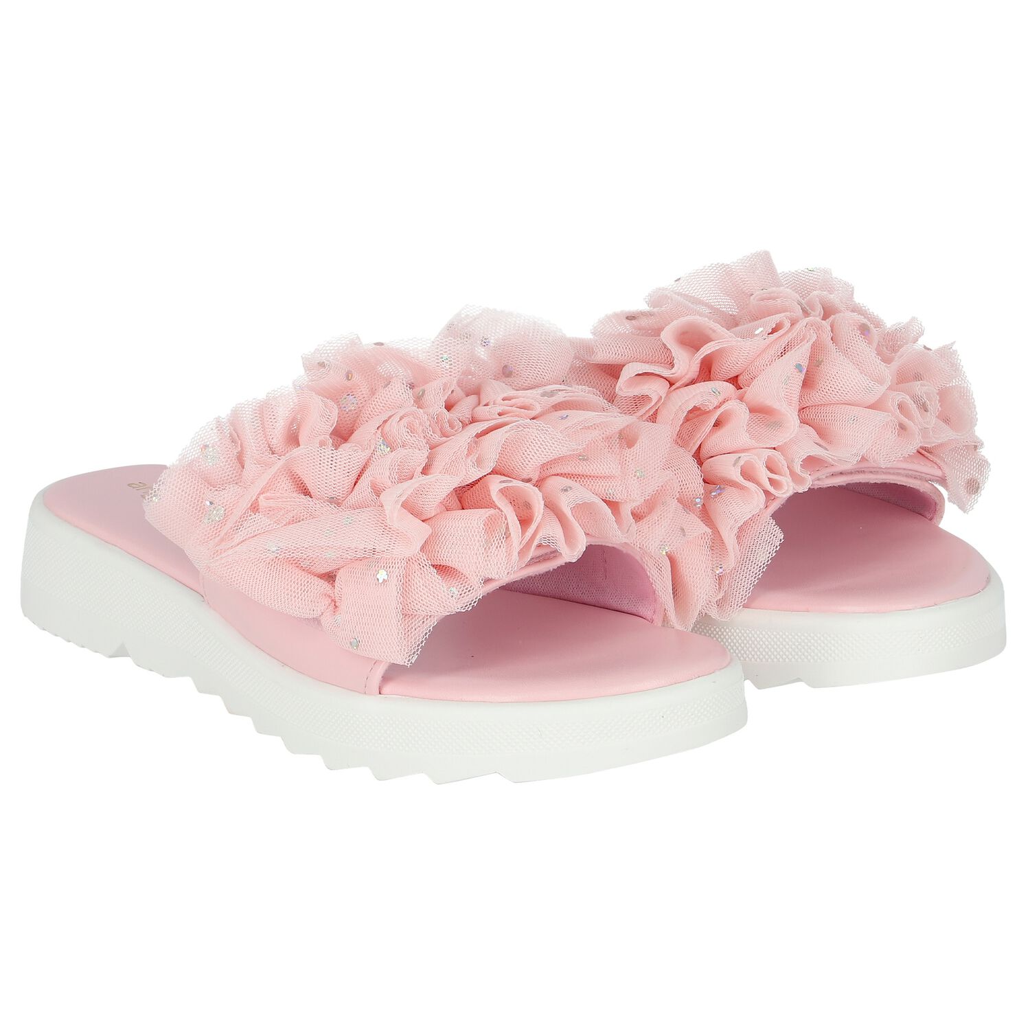 Girls Pink Ruffled Sliders, 2, hi-res image number null