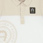 Younger Boys White & Beige Logo Polo Shirt, 1, hi-res