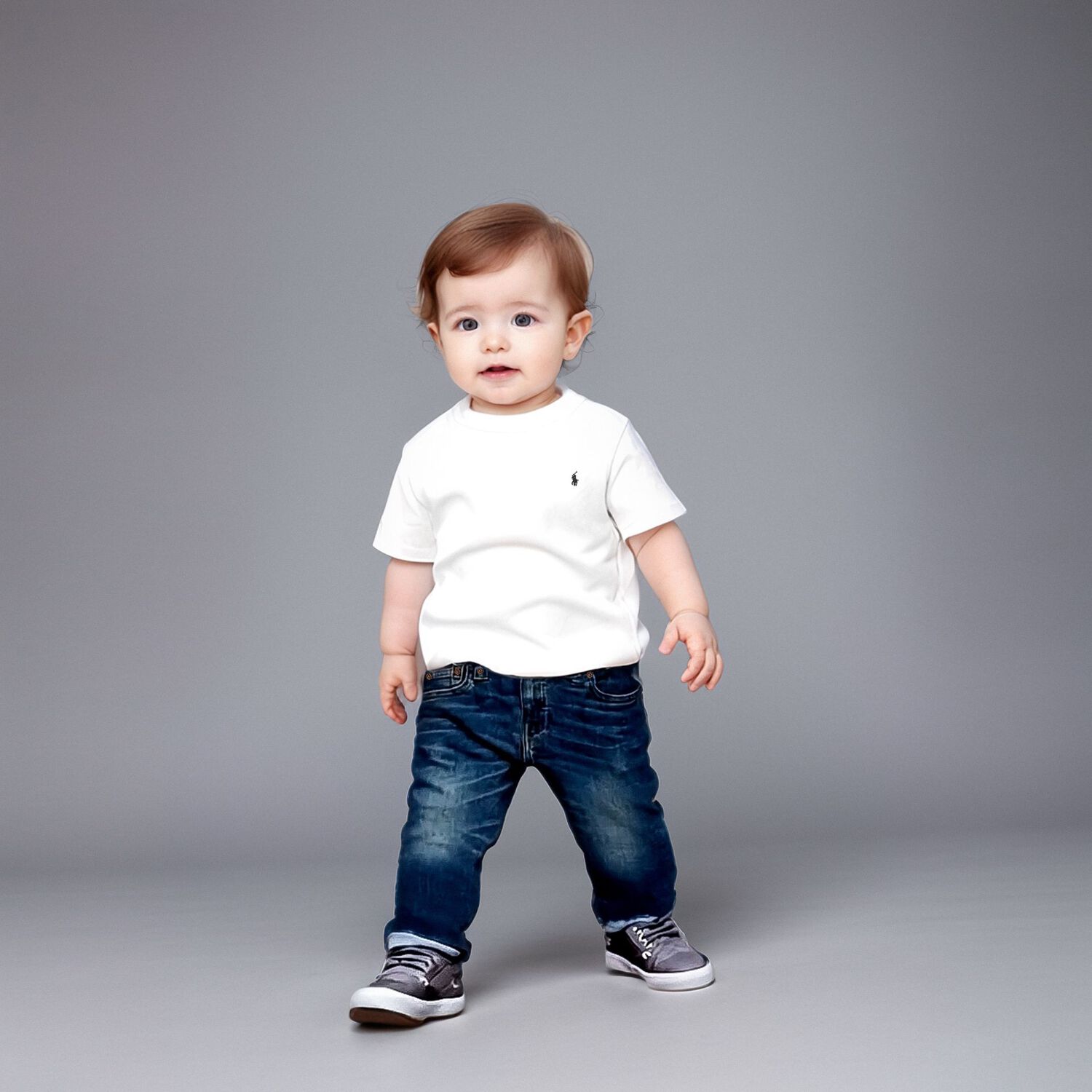 Baby Boys Blue Logo Jeans, 1, hi-res image number null