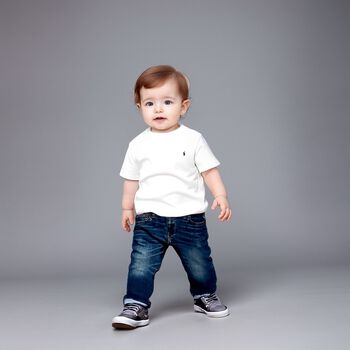 Baby Boys Blue Logo Jeans, 1 Baby Boys Blue Logo Jeans