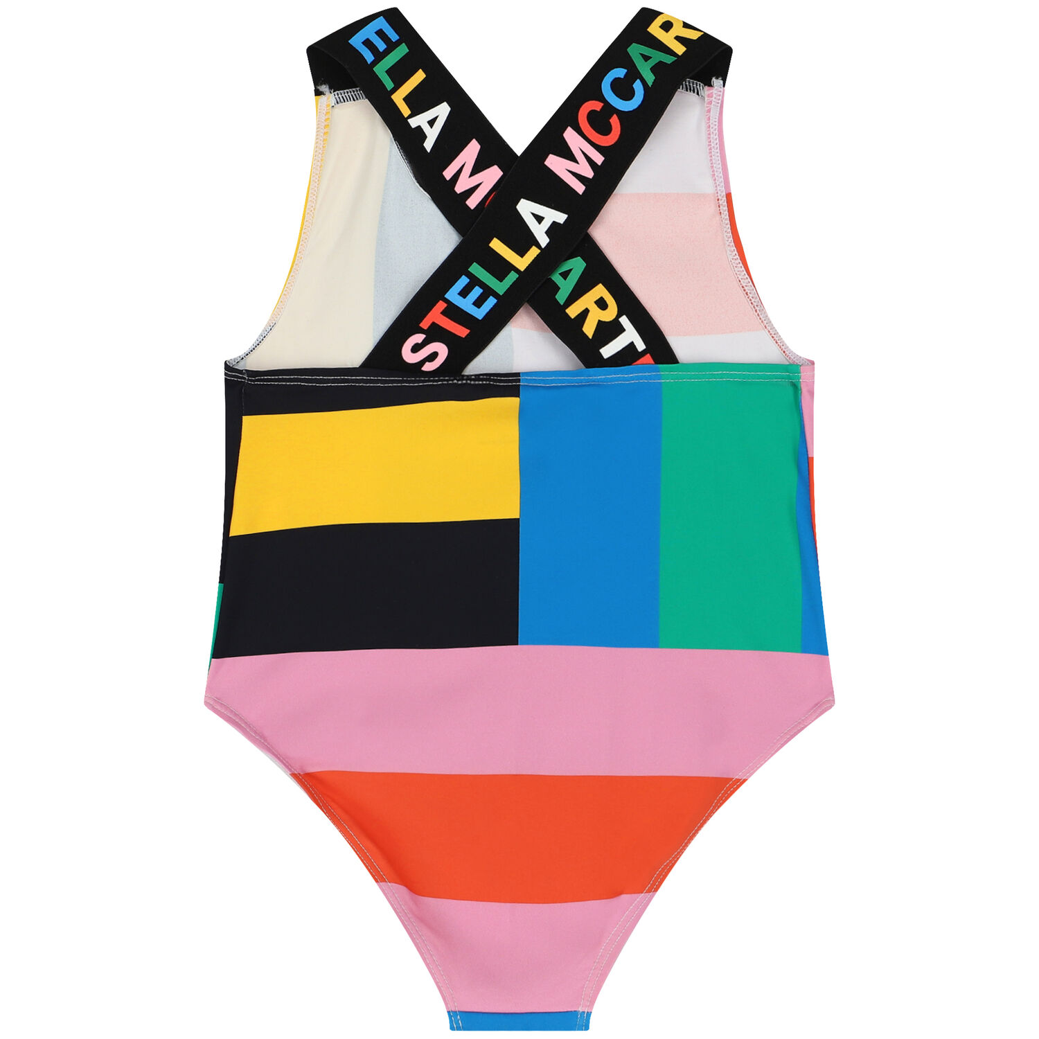 Girls Striped Colorblock Swimsuit, 1, hi-res