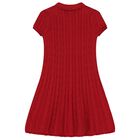 Girls Red Cable Knit Polo Dress, 1, hi-res