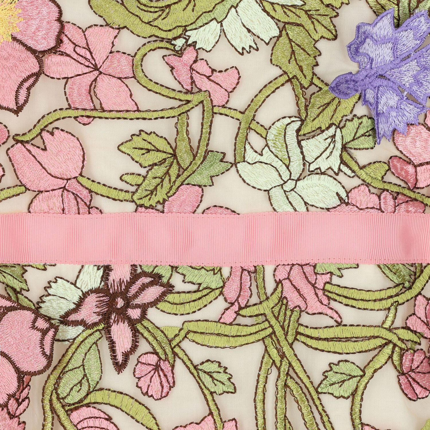 فستان بنات مزين بطبعة الزهور باللون العاجي و الوردي , 1, hi-res