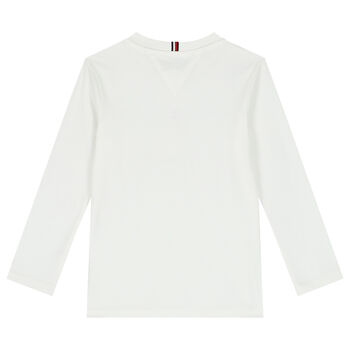 White Logo Long Sleeve Top