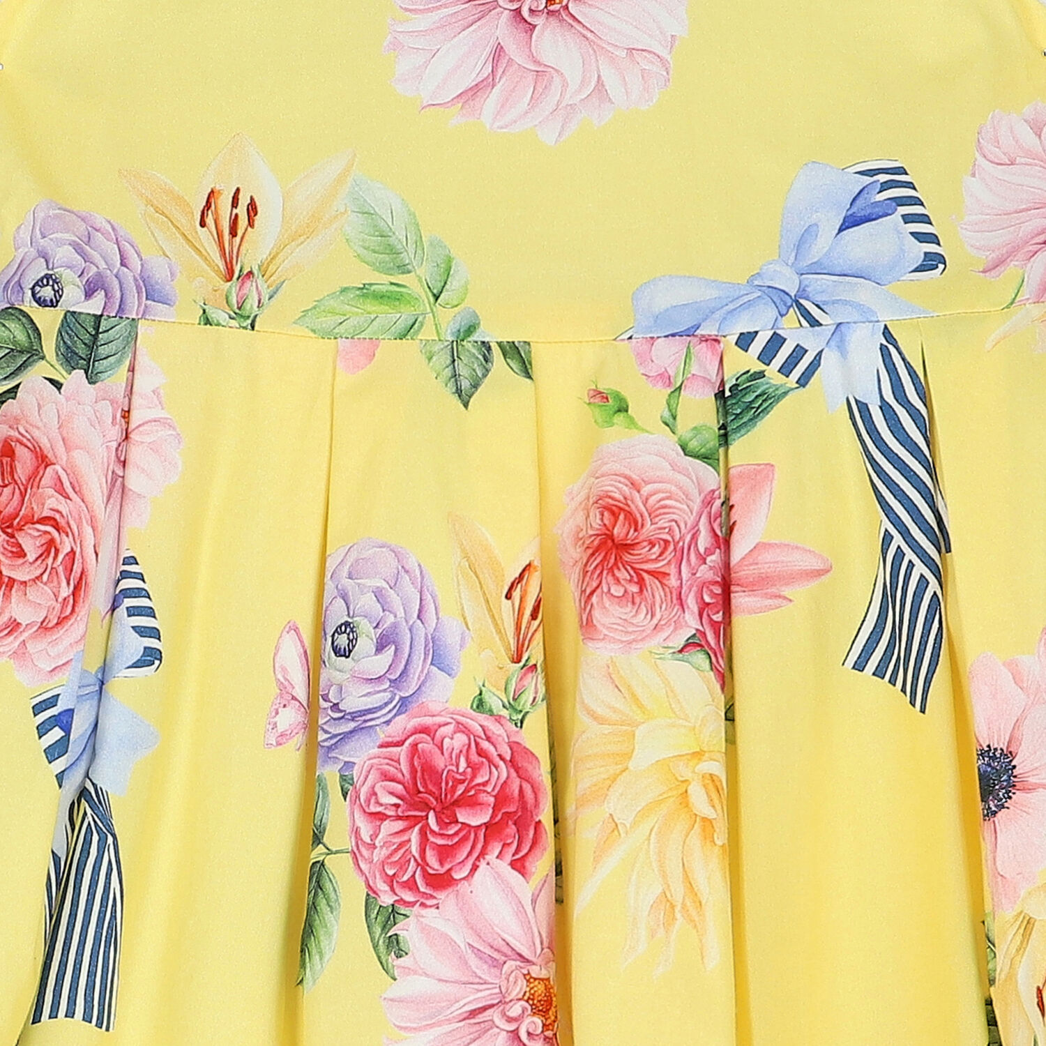 Girls Yellow Floral & Bow Dress, 1, hi-res image number null